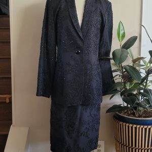 Dana Buchman Women's 2 Piece Silk Black Beaded